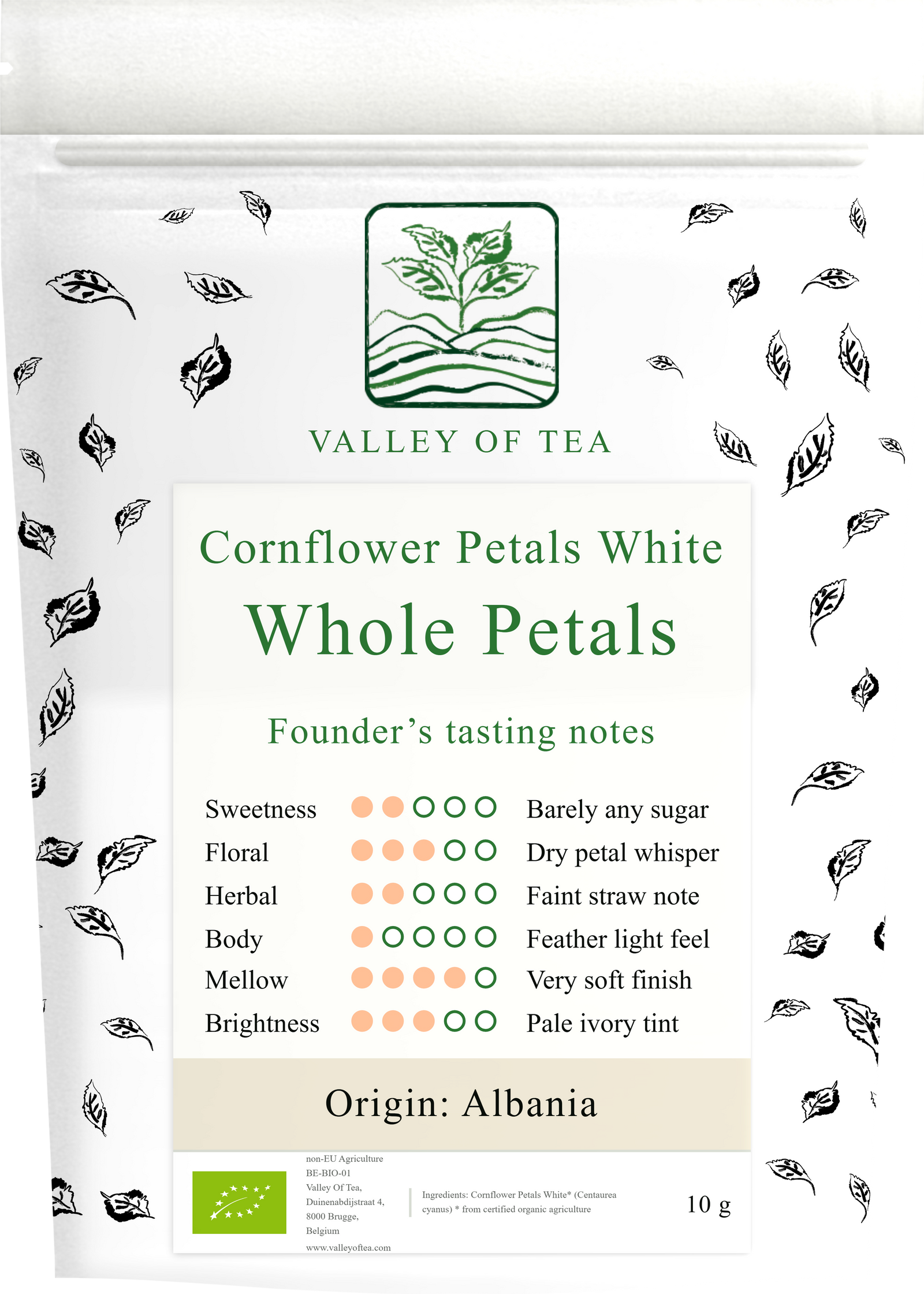 Cornflower Petals White pouch front