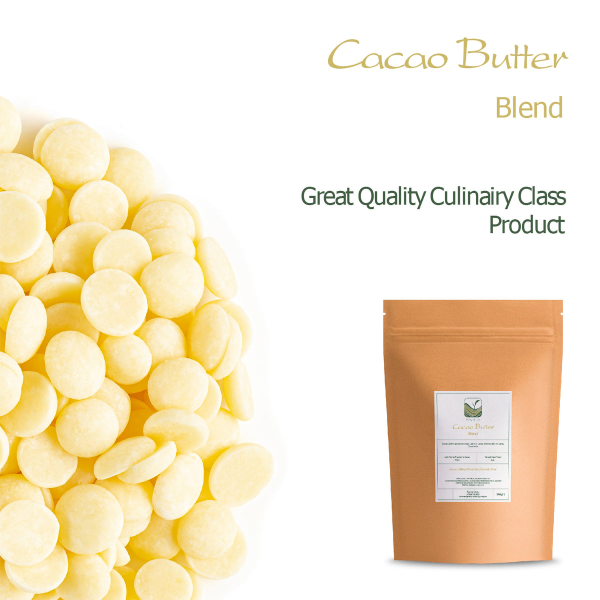 Cocoa Butter Food Grade Organic - cacaobutter chips raw for baking