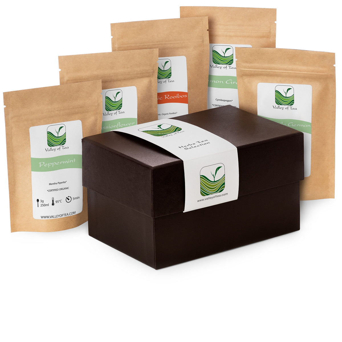 Kruidenthee Geschenk Doos Voor Theeliefhebbers - Losse Thee Voor Echte Theeliefhebbers - Specialiteit Voor Fijnproevers - Kamille  Passiebloem  Pepermunt  Citroengras  Rooibos 