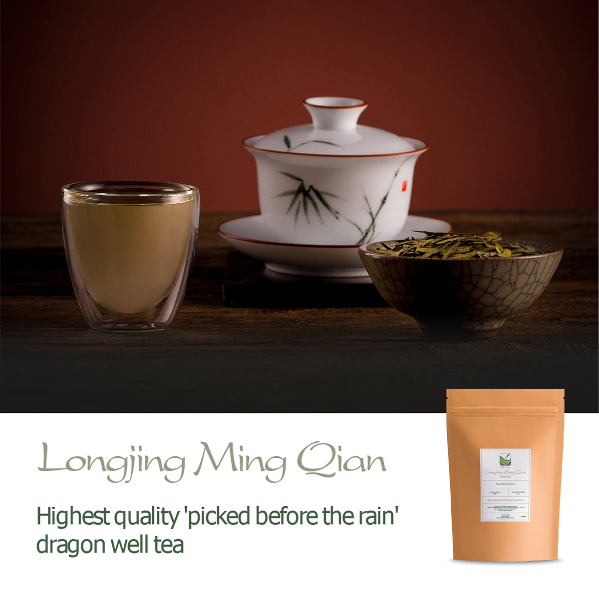 Longjing Dragon Well Green Tea - Premium Vroegseizoen Plukken Bekend Als Ming Qian Of Pre-Qingming (Ching Ming). Deze Graad Wordt Beschouwd Als De Allerbeste Van Longjing Thee 